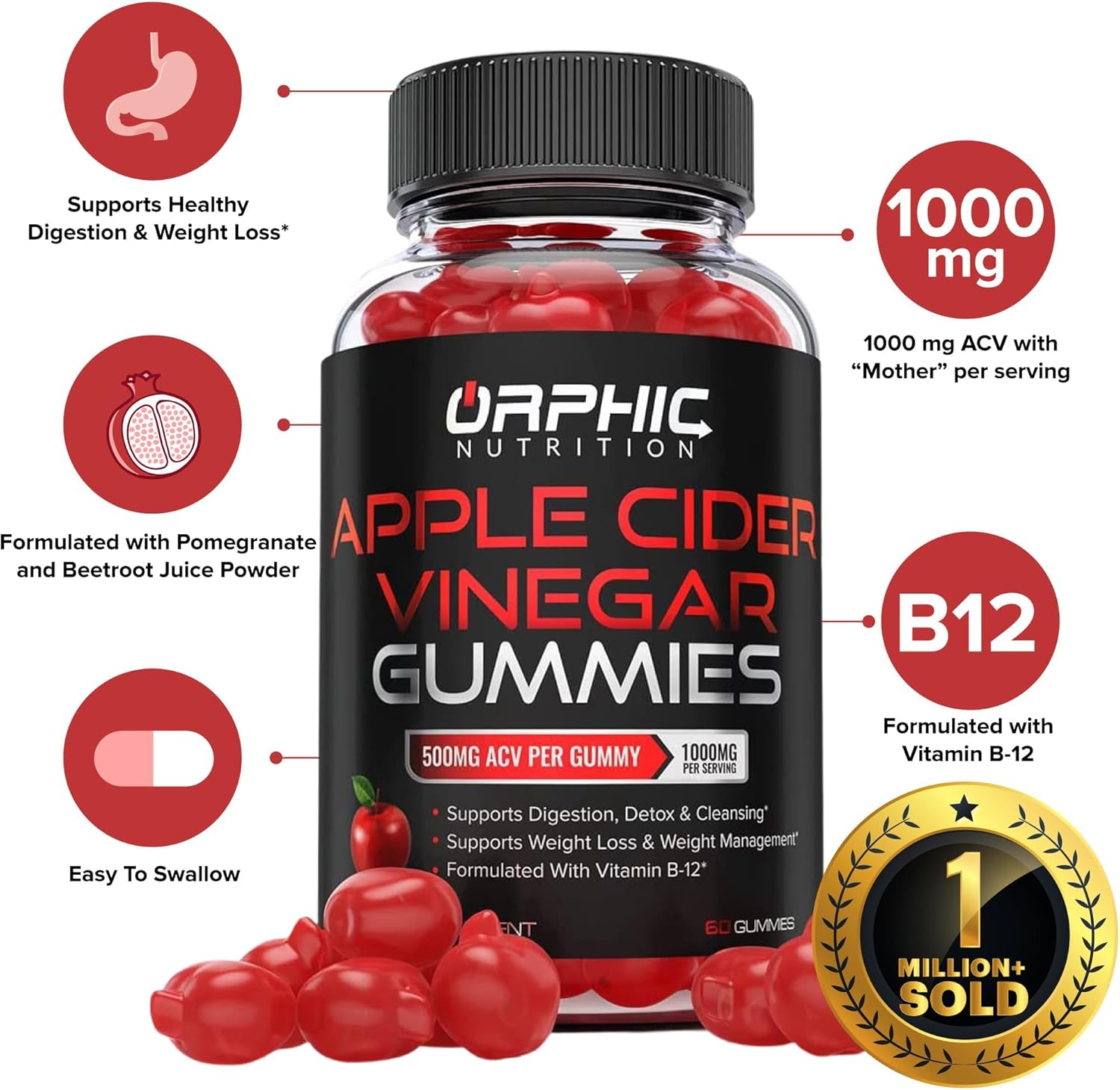 Apple cider vinegar gummies for weight loss and detox support.