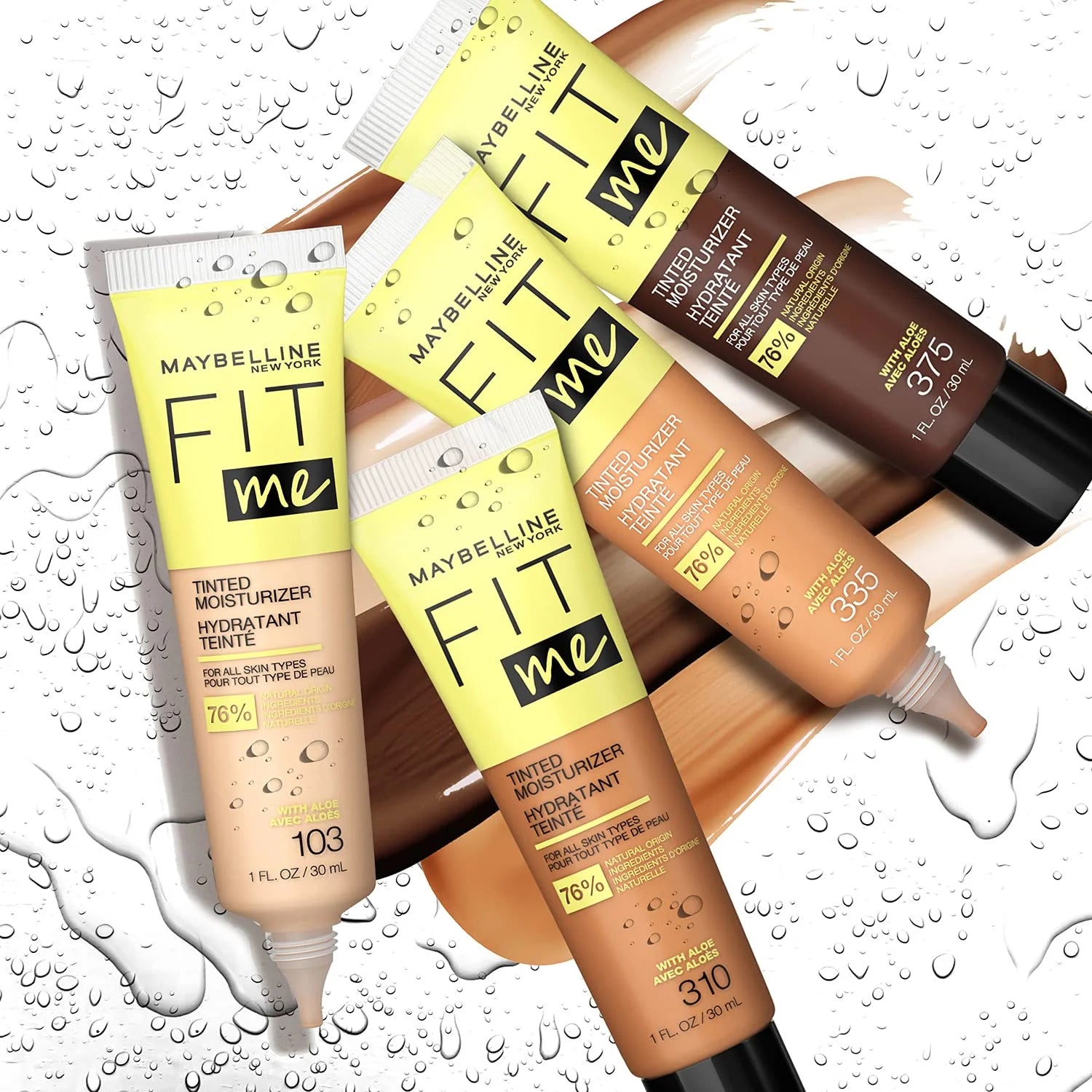 مكياج مايو بيلين Fit Me Tinted Moisturizer، تغطية طبيعية، لون Natural Tan، خفيف ومرطب.