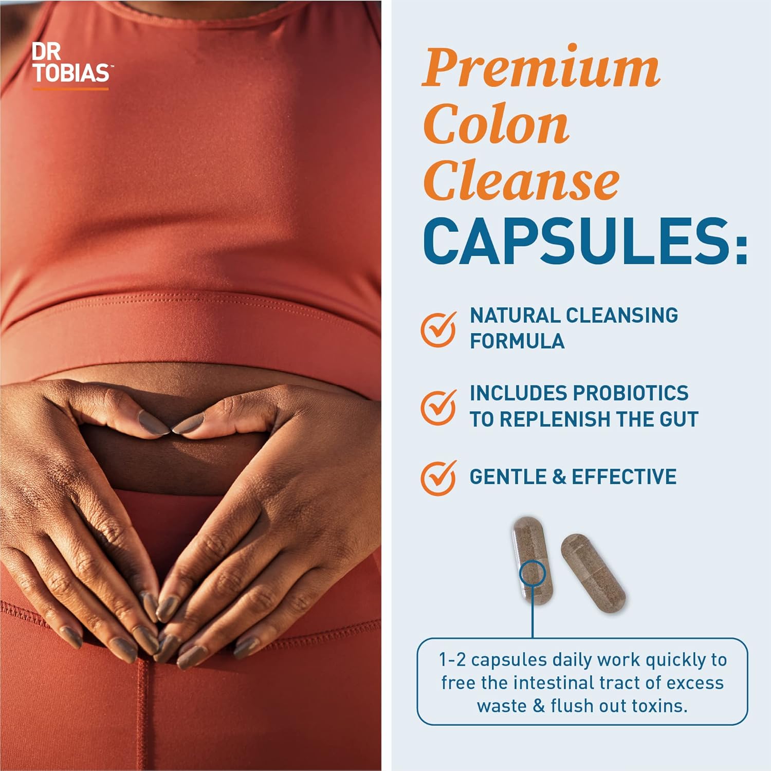 Dr. Tobias 14-day colon cleanse with cascara sagrada, psyllium husk, and probiotics