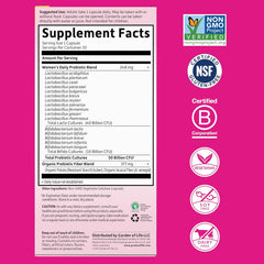 Garden of Life Once Daily Dr. Formulated Probiotics for Women 50 Billion CFU 16 Probiotic Strains with Organic Prebiotics for صحة الجهاز الهضمي والمهبلي والجهاز المناعي، خالٍ من منتجات الألبان، ثابت على الرف، 30 كبسولة 