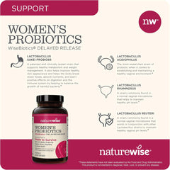 NatureWise Probiotics for Women - With Prebiotics and Cranberry - Vaginal, PH Balance, Device Support - 18 سلالة فريدة، 20 مليار وحدة تشكيل مستعمرة - 60 كبسولة [إمدادات لمدة شهرين] 