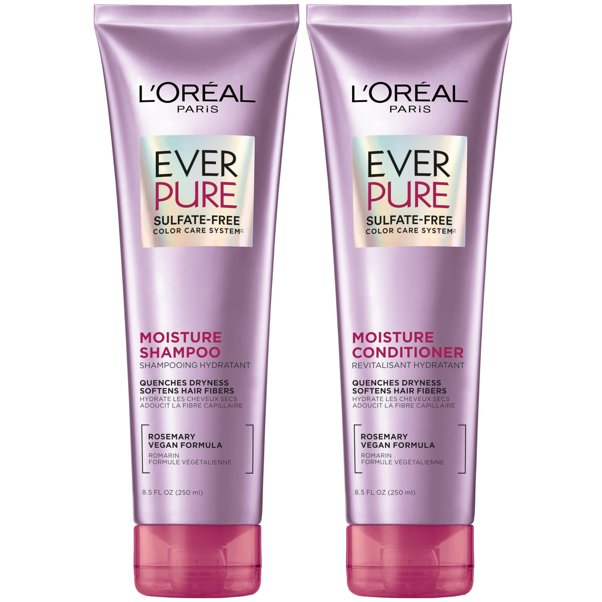 L'Oreal Paris EverPure Moisture Sulfate Free Shampoo and Conditioner for Color-Treated Hair - 8.5 Ounce (Set of 2)