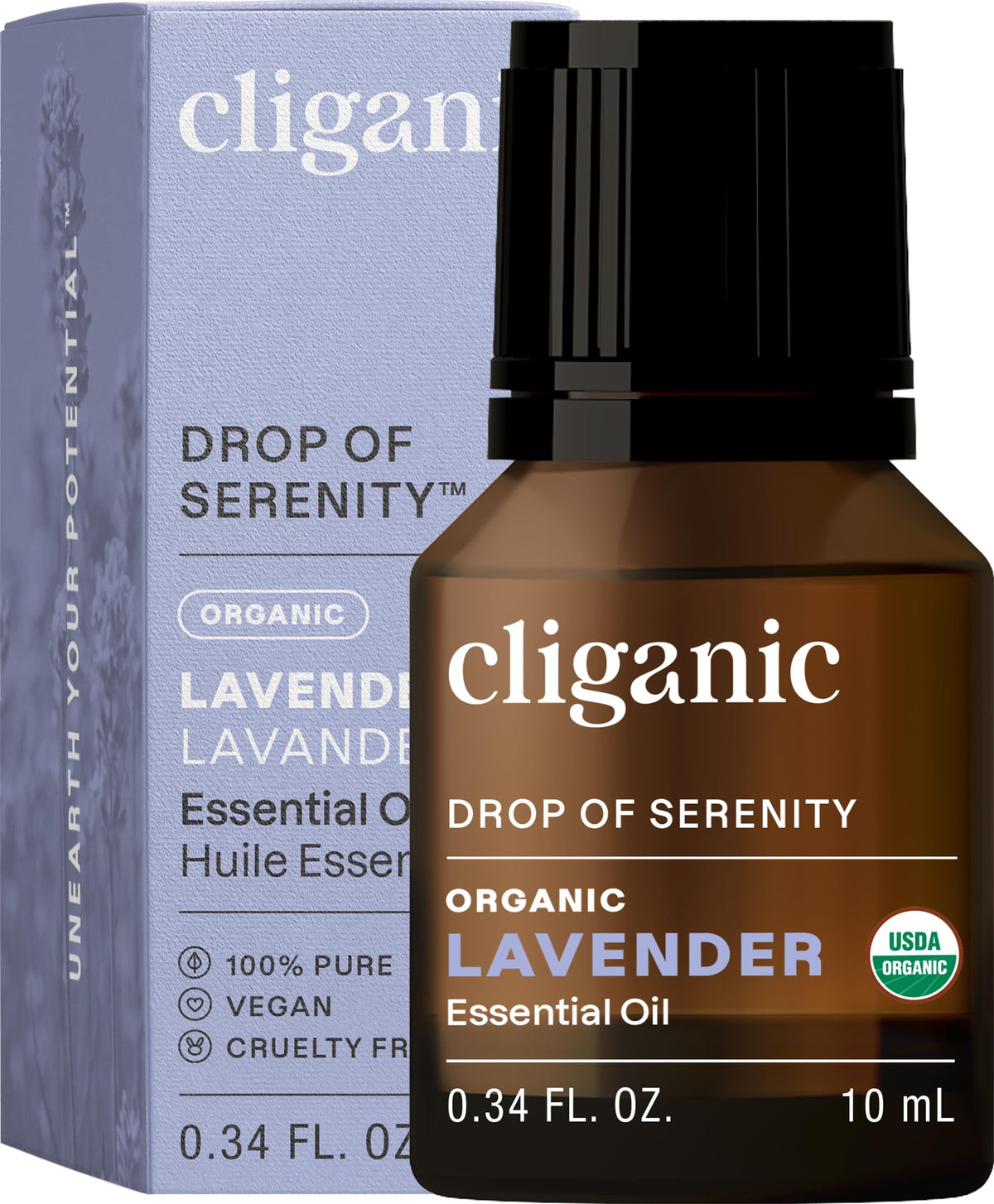 Cliganic USDA Organic Lavender Essential Oil - 100% Pure, Natural, Undiluted for Aromatherapy
