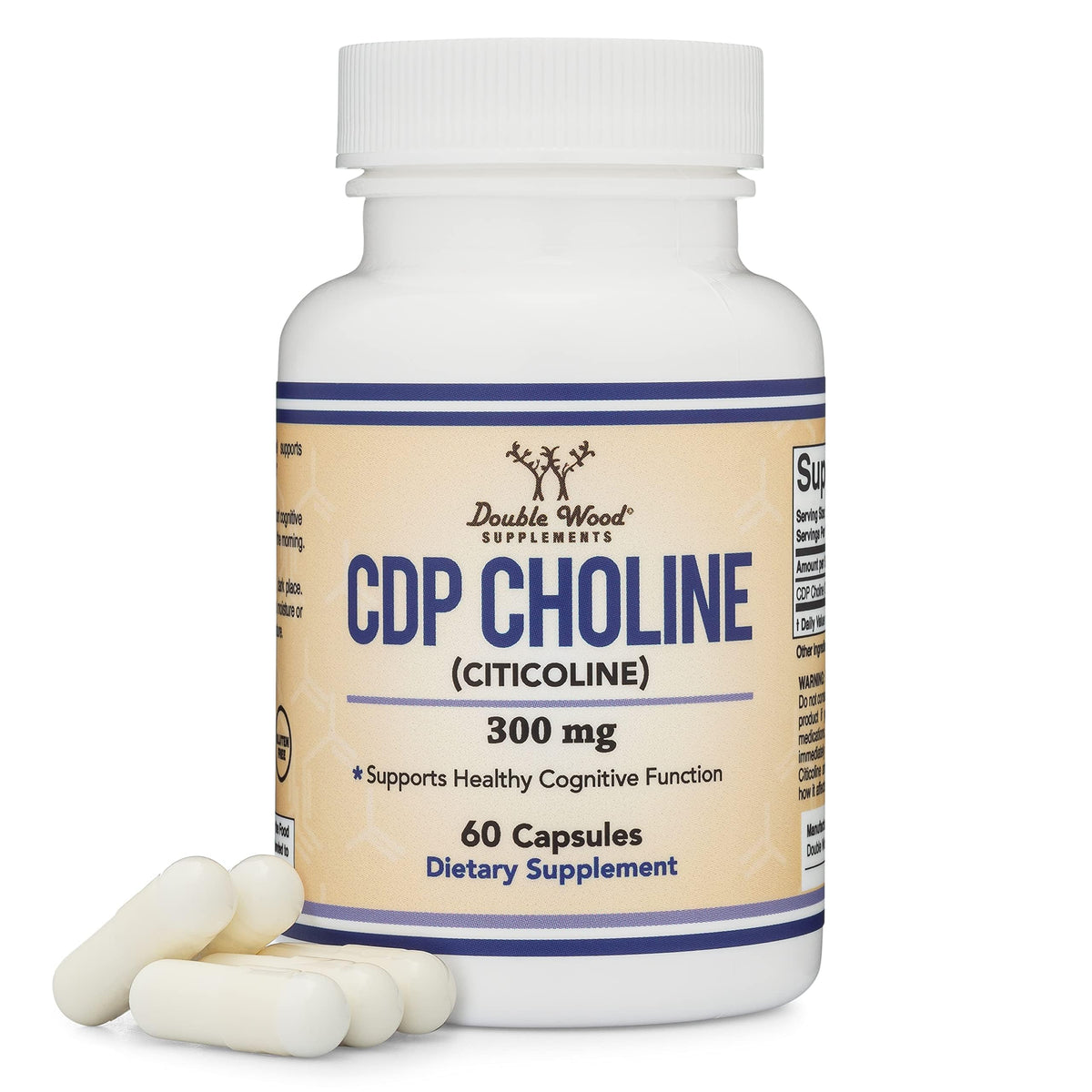 CDP Choline (Citicoline) Supplement 300mg - 60 Capsules - Pharmaceutical Grade, Third Party Tested