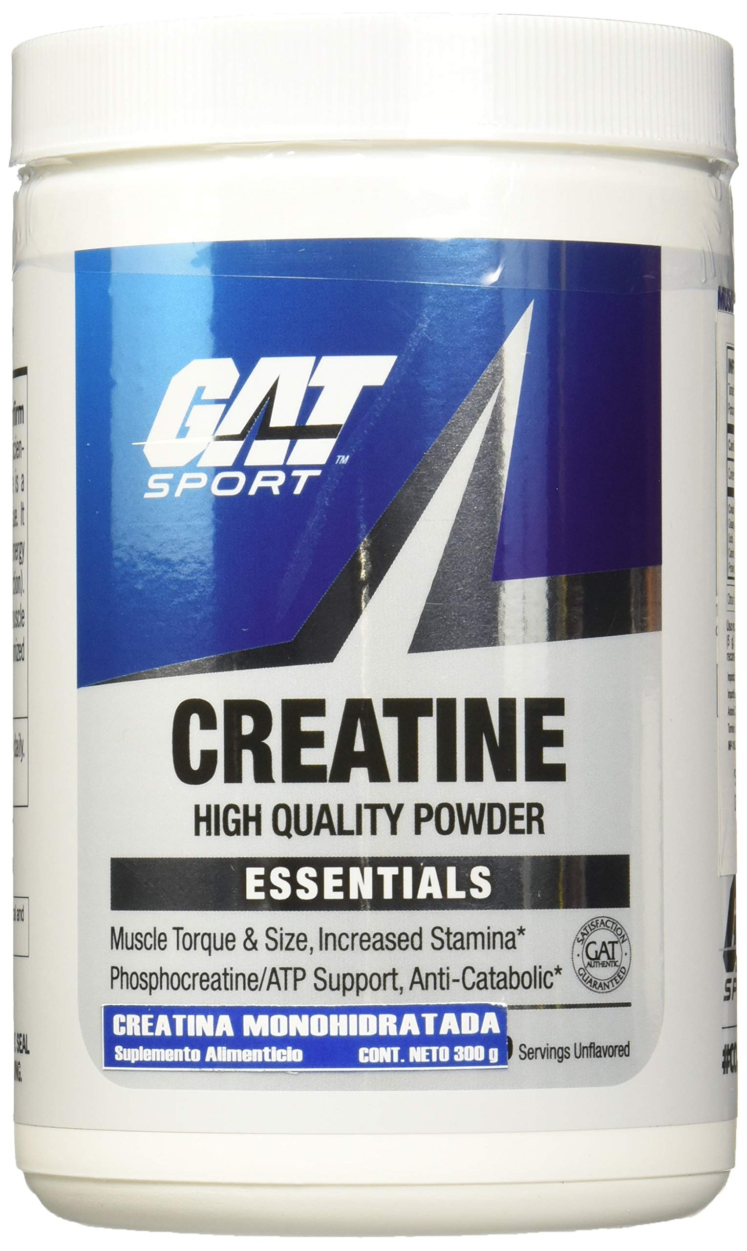GAT Sport 100% Micronized Creatine Monohydrate Powder - Unflavored, 300g (60 Servings)