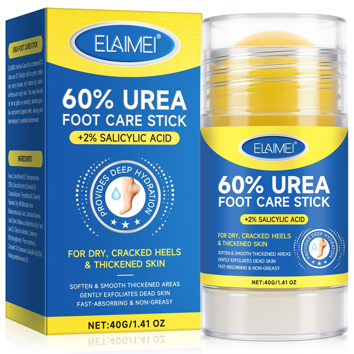 60% Urea Cream Stick with 2% Salicylic Acid - Maximum Strength Callus Remover 1.4oz