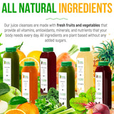 3 Day Juice Cleanse by Raw Fountain, All Natural Raw Detox Cleanse, Juicing for Body Rest, Cold Pressed Juice Fast, Great Way to Jumpstart a Healthy Diet, 18 Bottles 12oz, 3 Ginger Shots