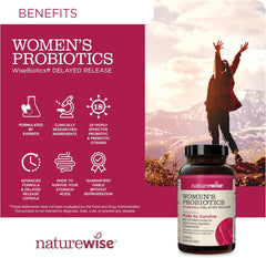 NatureWise Probiotics for Women - With Prebiotics and Cranberry - Vaginal, PH Balance, Device Support - 18 سلالة فريدة، 20 مليار وحدة تشكيل مستعمرة - 60 كبسولة [إمدادات لمدة شهرين] 