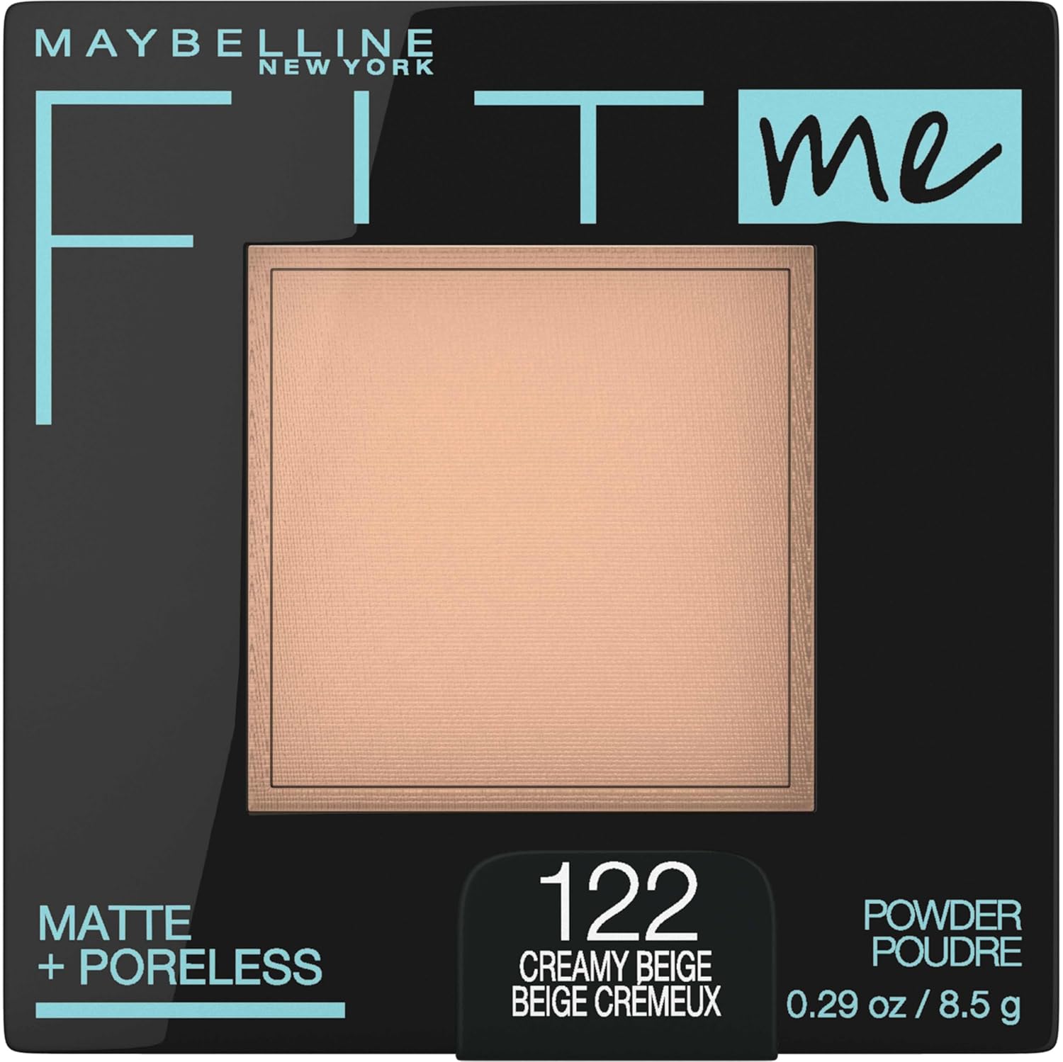 Maybelline Fit Me Matte + Poreless Pressed Powder in Creamy Beige: long-lasting matte setting powder.