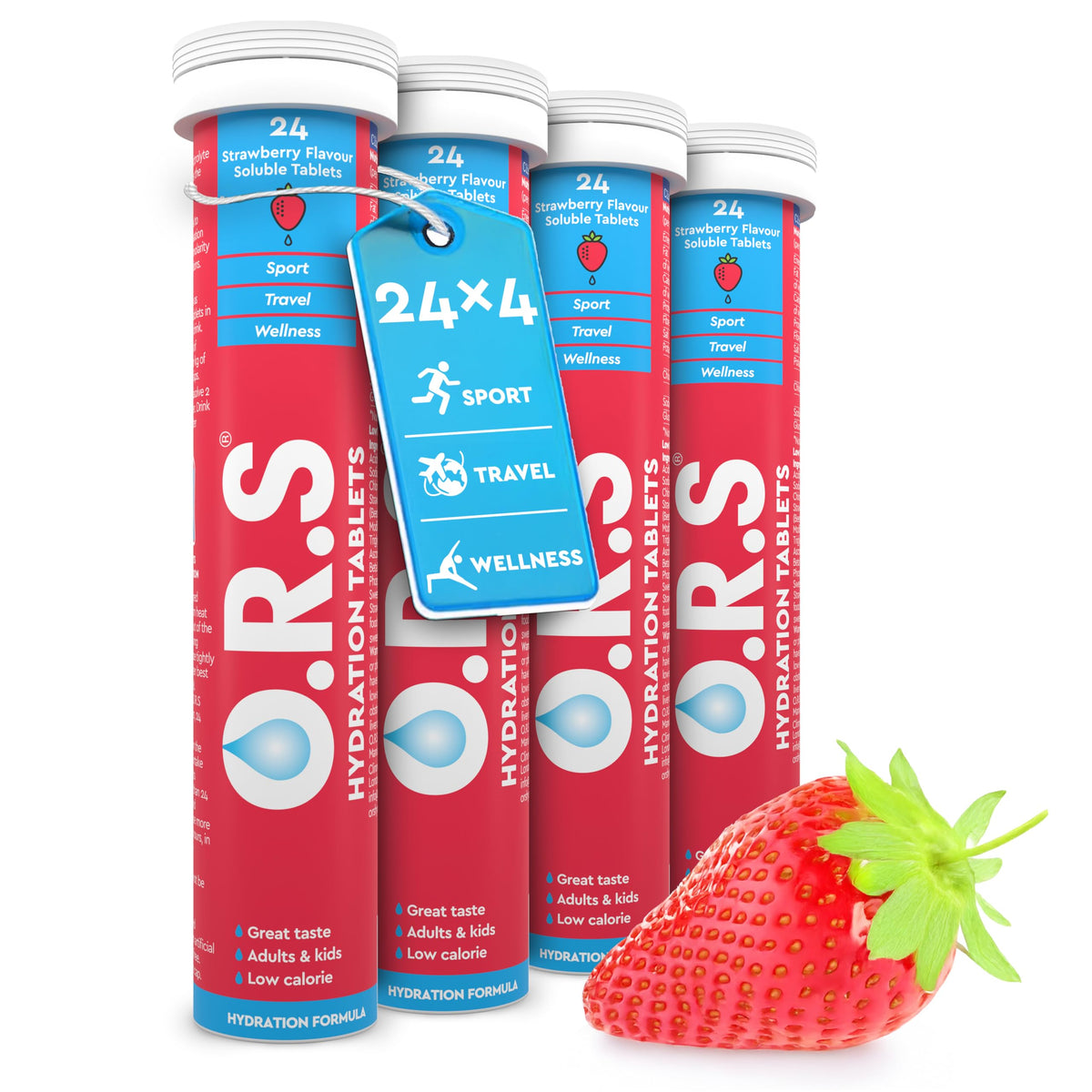 O.R.S Hydration Tablets with Electrolytes - 96 Tablets (Strawberry Flavor)