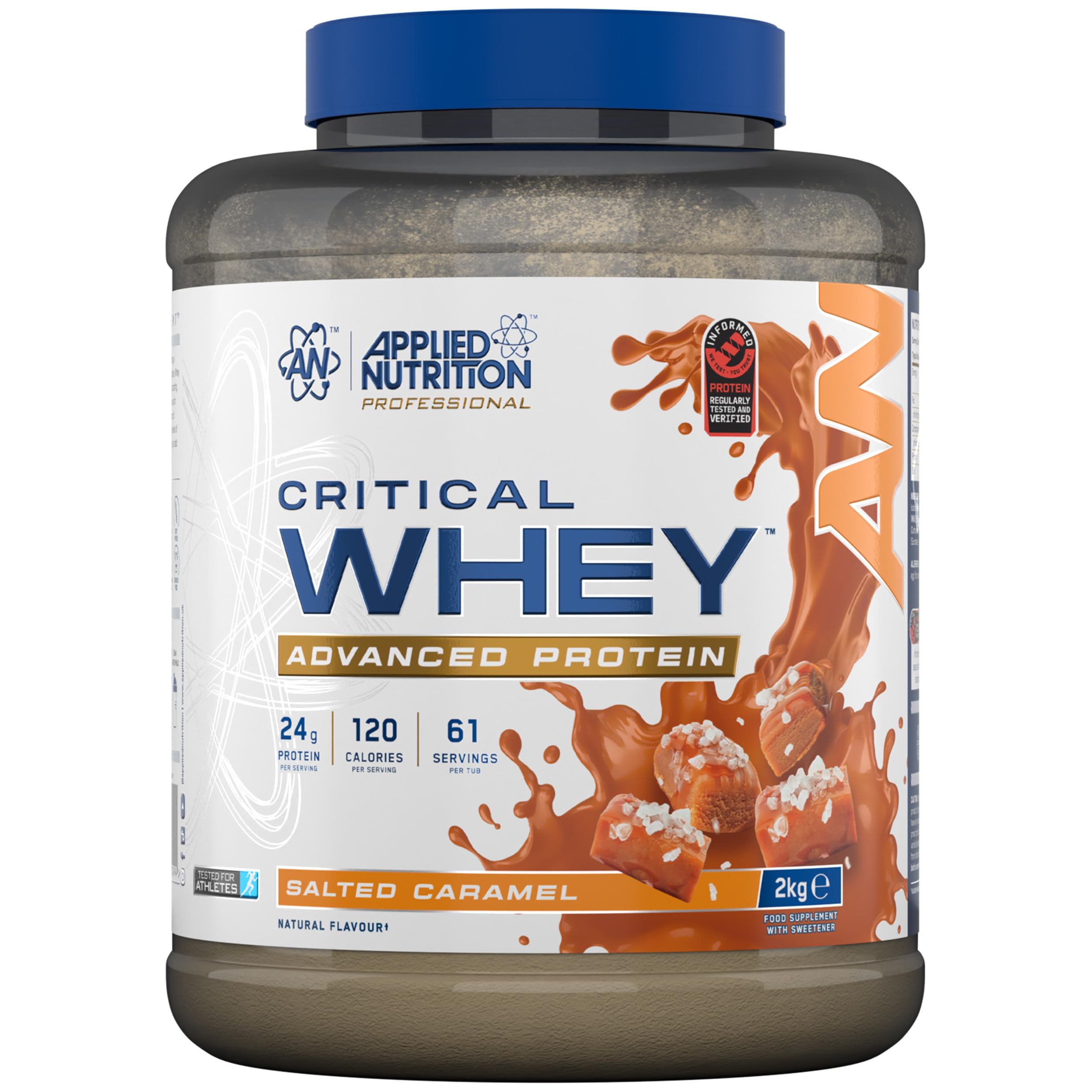 Applied Nutrition Critical Whey Protein Powder 2kg - High Protein, Muscle Building Supplement with BCAAs & Glutamine | Salted Caramel