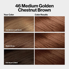 Revlon ColorSilk with Bond Repair Complex, Permanent Hair Color, 100% Gray Coverage, Ammonia Free Hair Dye, Vegan Keratin, 46 Medium Golden Chestnut Brown