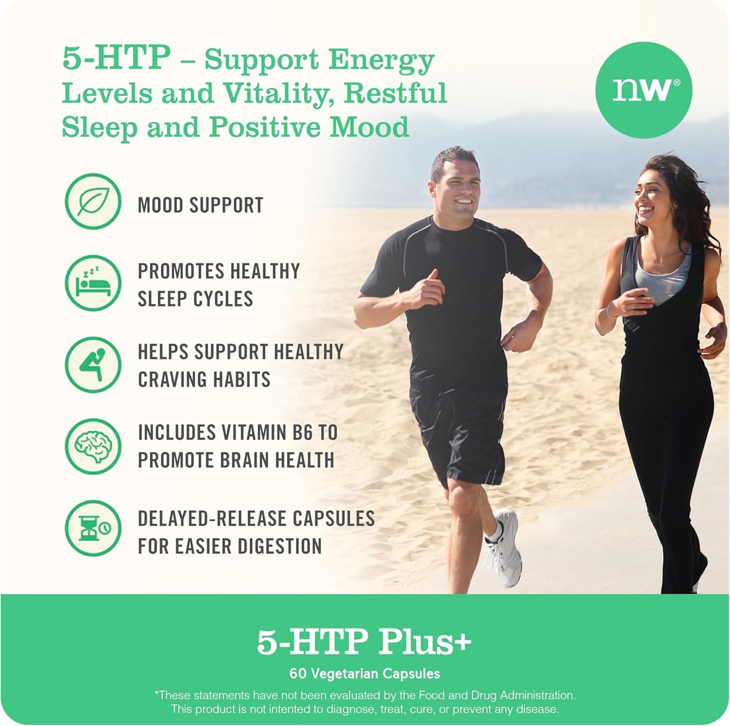 NatureWise 5-HTP 200mg Supplement from Griffonia Seeds with Cofactor Vitamin B6 - Mood Support and Natural Sleep Aid for Adults - Delayed-Release, Vegan - 60 Count[2-Month Supply]