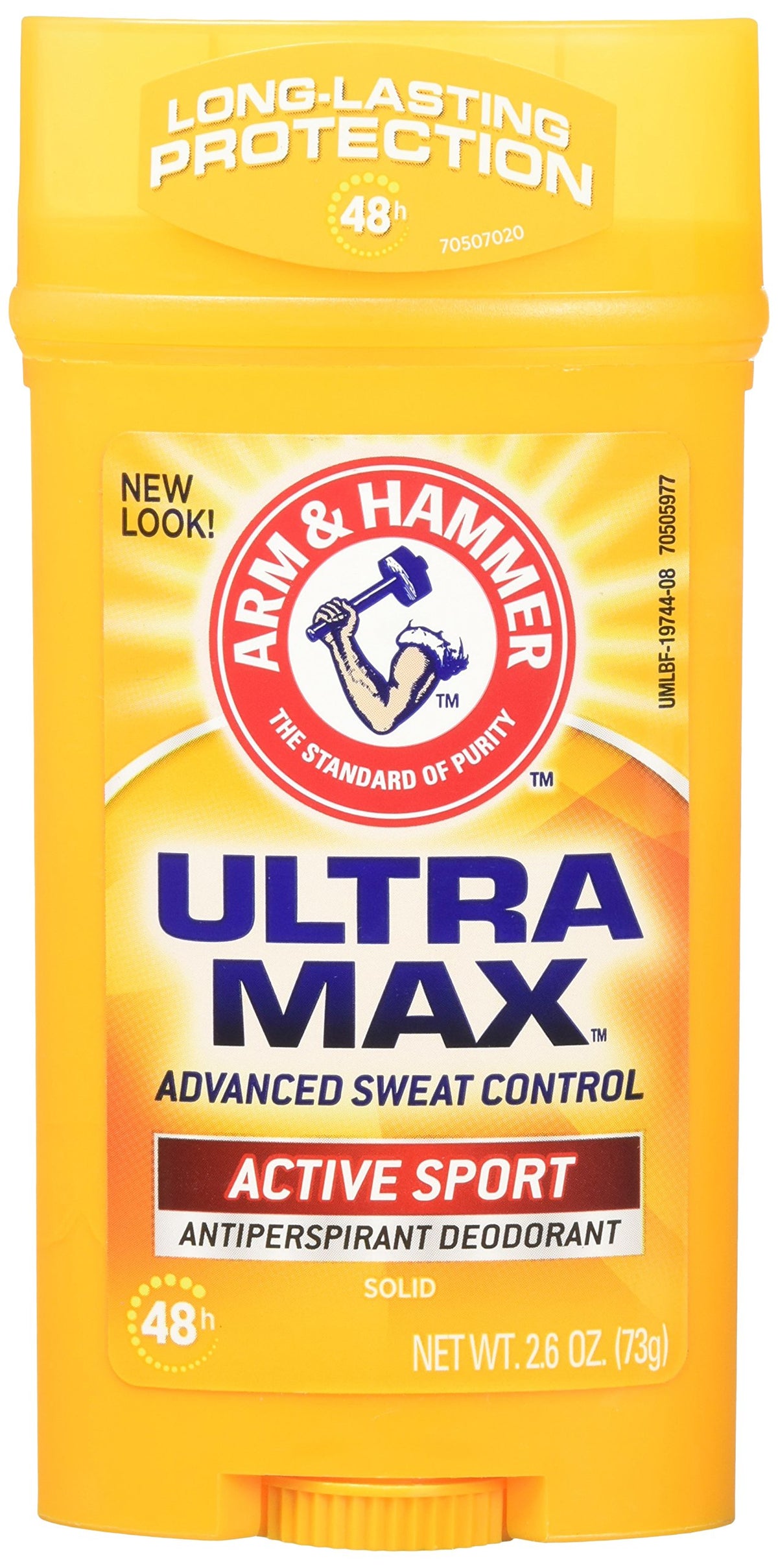 ARM & HAMMER Ultra Max Invisible Solid Wide Stick Antiperspirant Deodorant, Active Sport - 2.6 oz