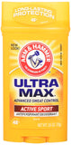 ARM & HAMMER Ultra Max Invisible Solid Wide Stick Antiperspirant Deodorant, Active Sport - 2.6 oz