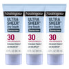 Neutrogena Ultra Sheer Dry-Touch Sunscreen Lotion SPF 30 - Oxybenzone-Free, Water Resistant, Non-Greasy, Travel Size (3 Fl Oz, Pack of 3)
