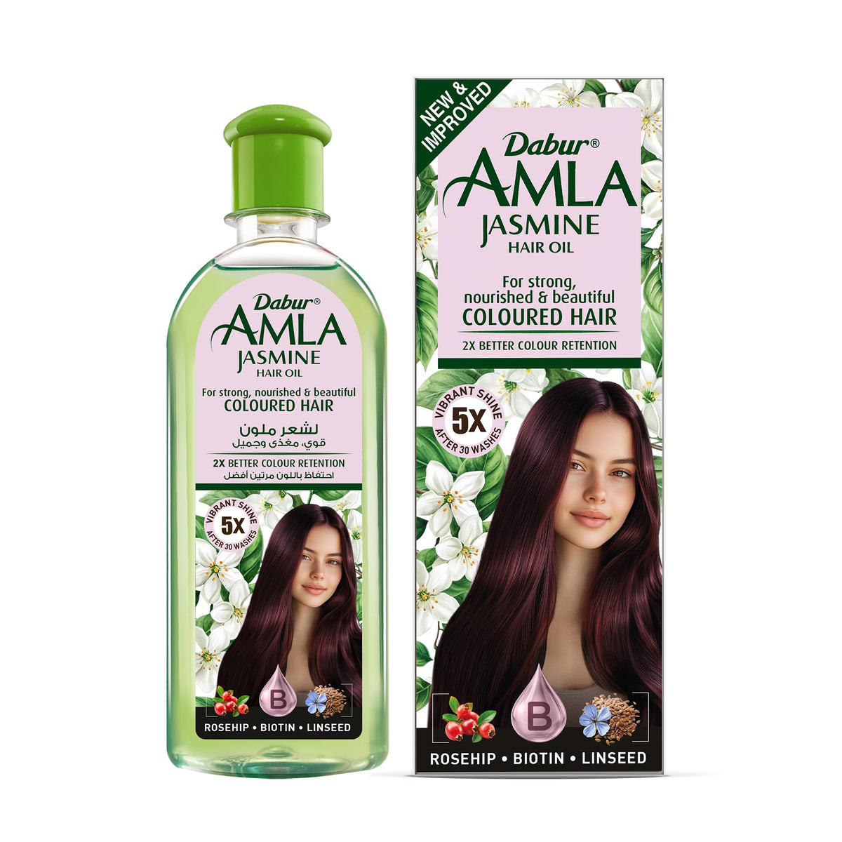 Dabur Amla Jasmine Hair Oil 300ml - Strong, Nourished, Shining Colored Hair