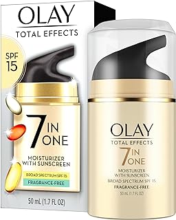 مرطب الوجه المضاد للشيخوخة OLAY Total Effects 7 في 1 مع عامل حماية من الشمس 15، خالٍ من العطور، 1.7 أونصة