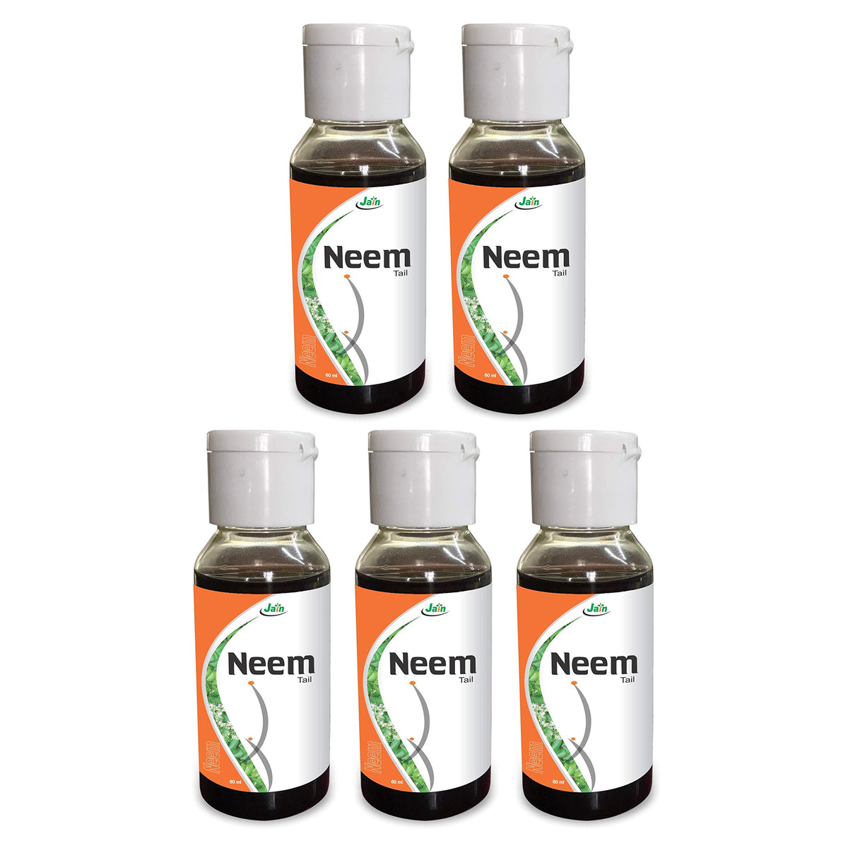 Jain Neem Oil - 60 ml (Pack of 5) - Pure Organic Ayurvedic Skin Care Treatment