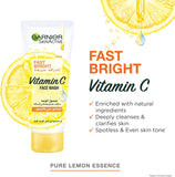 Garnier SkinActive Fast Bright Face Wash, Lemon Brightening, 2x100ml