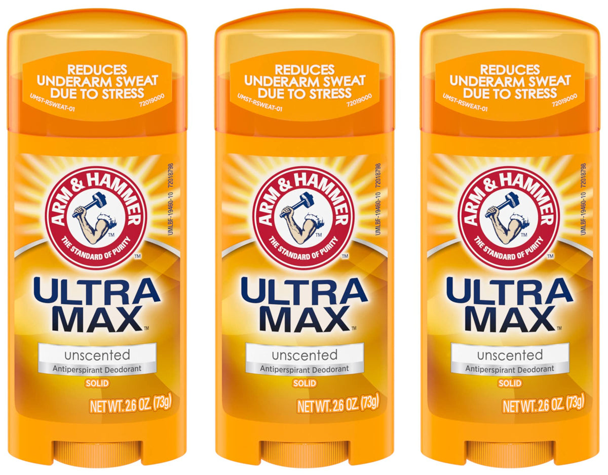 ARM & HAMMER ULTRAMAX Anti-Perspirant Deodorant Solid Unscented - 2.60 oz (Pack of 3)