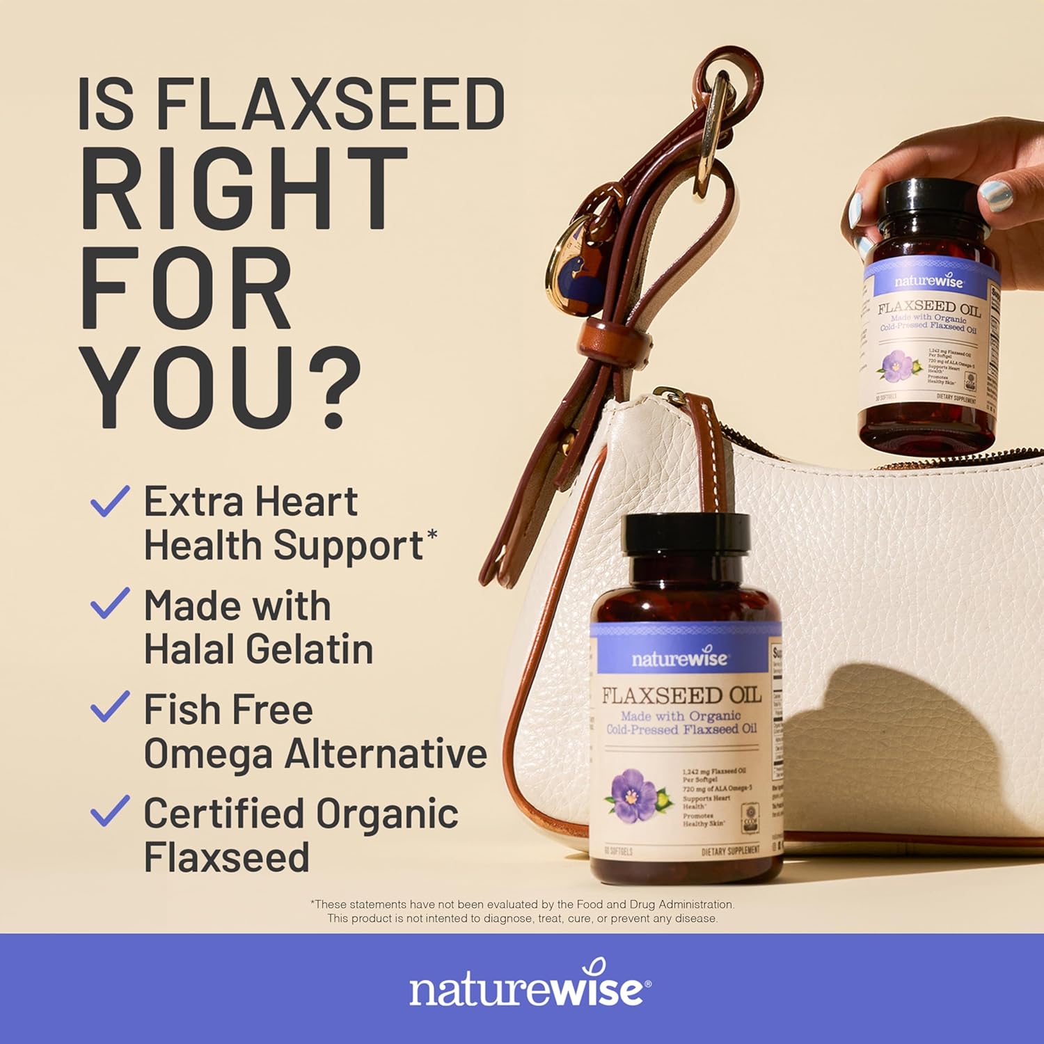 NatureWise Flaxseed Oil 1200 mg, Fish Free Omega 3 6 9 with 720mg ALA, Dietary Supplement for Heart Health Support - Organic, Cold Pressed, Non-GMO - 240 Softgels[8-Month Supply]