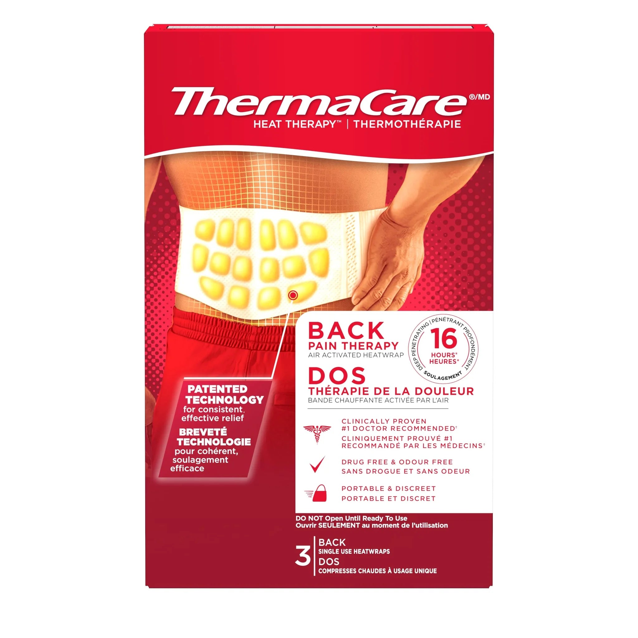 ThermaCare Advanced Back Pain Therapy Heat Wraps - Targeted Relief, 3 Count Pack