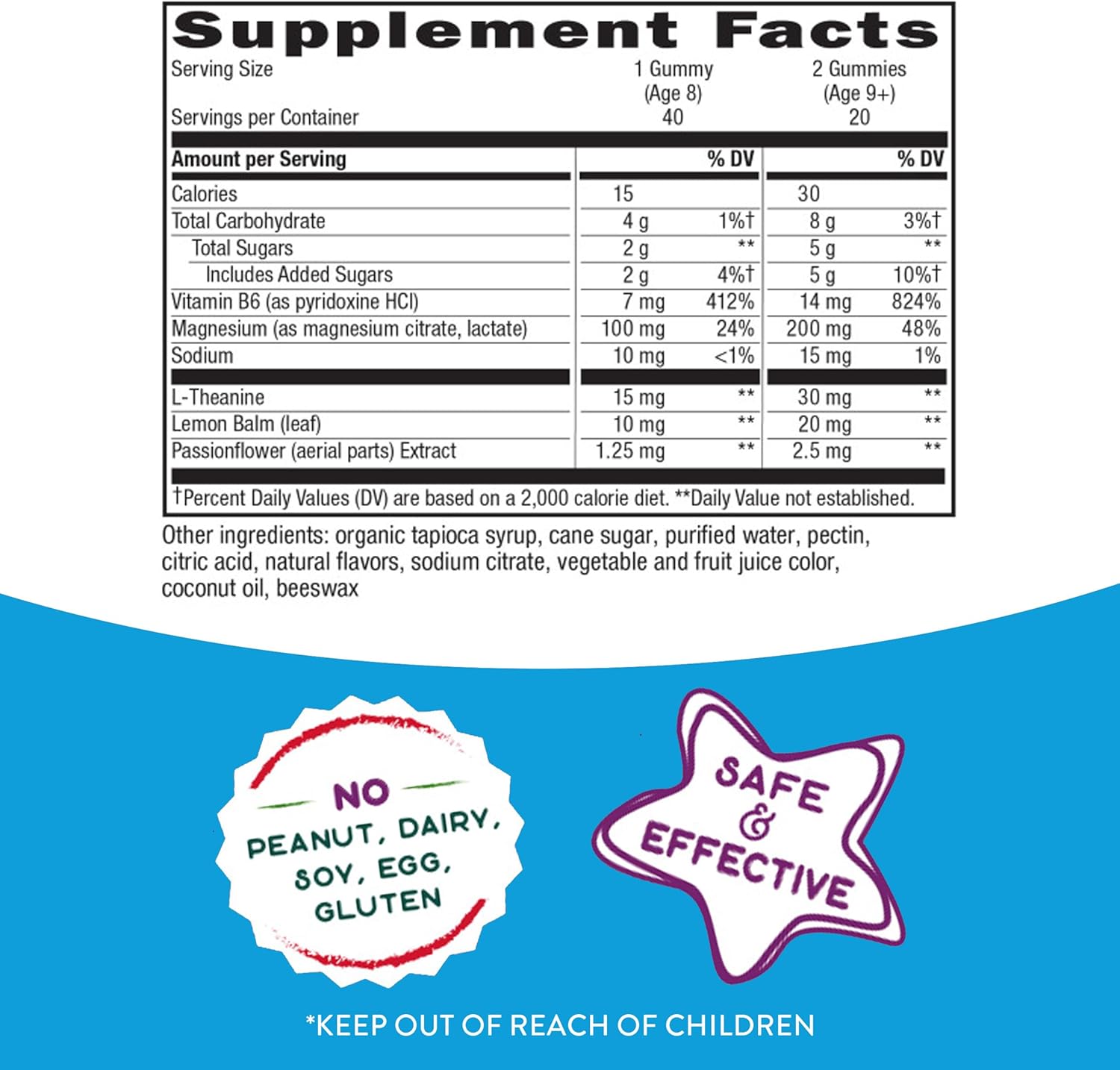 Nature's Way Kids Cool, Calm & Collected Gummies for Ages 8 and Over, Grape Flavored, 40 Gummies