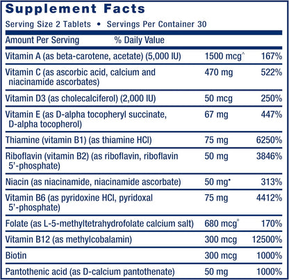 Life Extension Two-Per-Day Multivitamin – Daily Dose of Vitamins & Minerals for Men and Women - Complete Essential Vitamin Supplement for Energy, Health – Gluten-Free – Non-GMO – 60 Tablets
