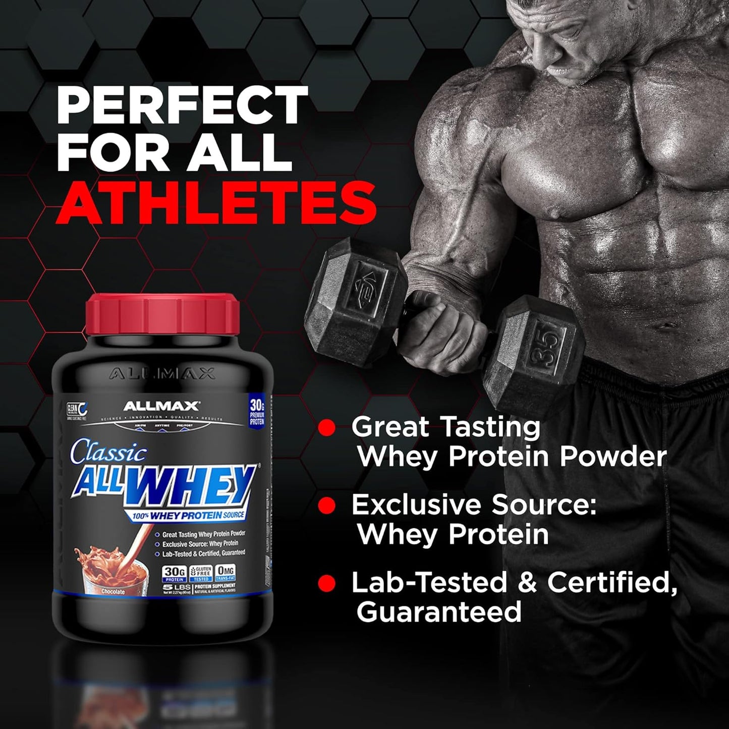 ALLMAX Classic ALLWHEY, Chocolate Peanut Butter - 5 lb - 30 Grams of Protein Per Scoop - Gluten Free - Approx. 49 Servings