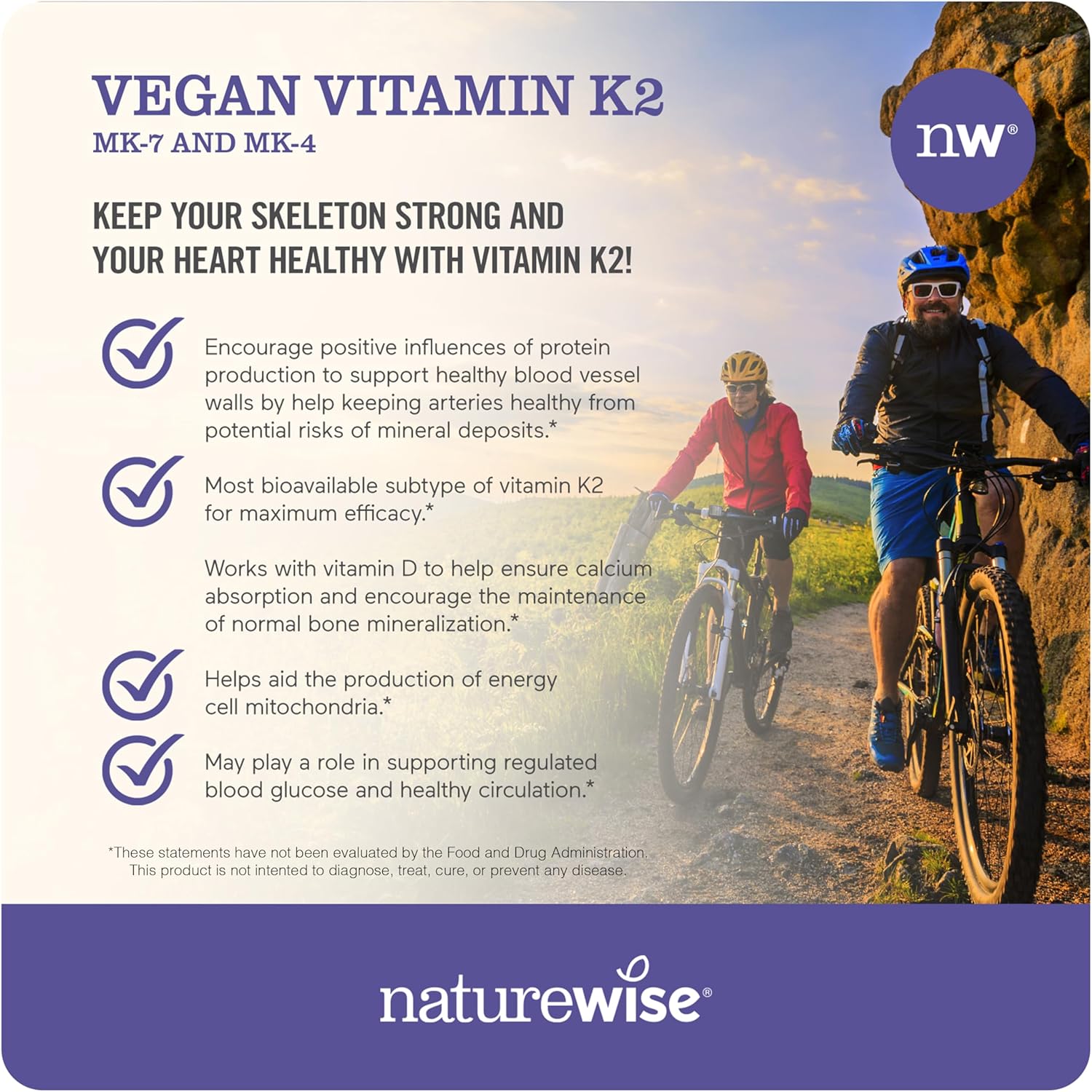 NatureWise Vitamin K2 MK-7 100mcg and MK-4 500mcg - Enhanced Bioavailable Formula - K Complex Supplement for Bone and Heart Health - Vegan, Gluten Free, Non-GMO - 90 Softgels[3-Month Supply]