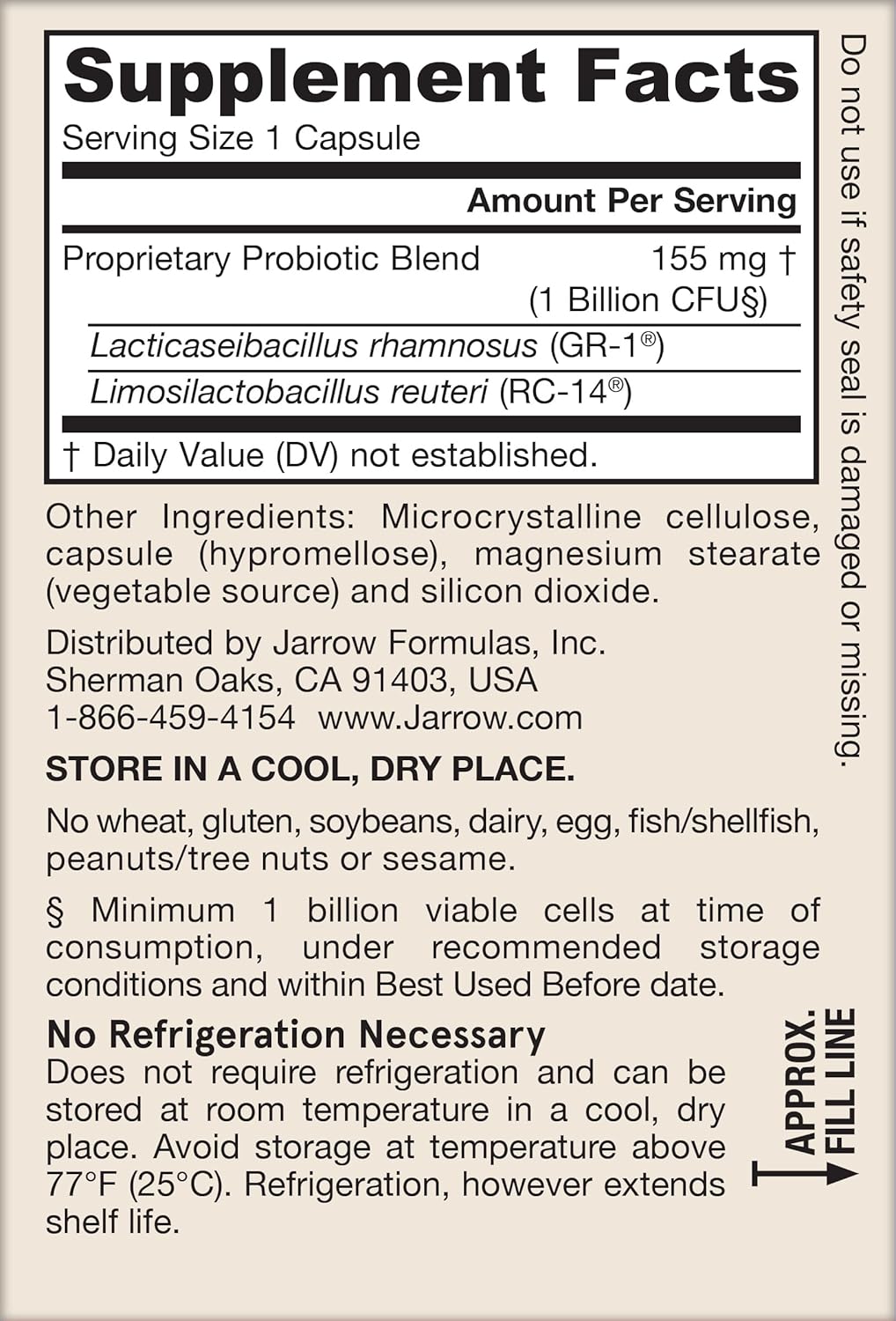 Jarrow Formulas Fem-Dophilus Probiotics 1 Billion CFU With 2 Science-Backed Strains, Dietary Supplement for Vaginal and Urinary Tract Support, 30 Veggie Capsules, Up to a 30 Day Supply, Shelf-Stable