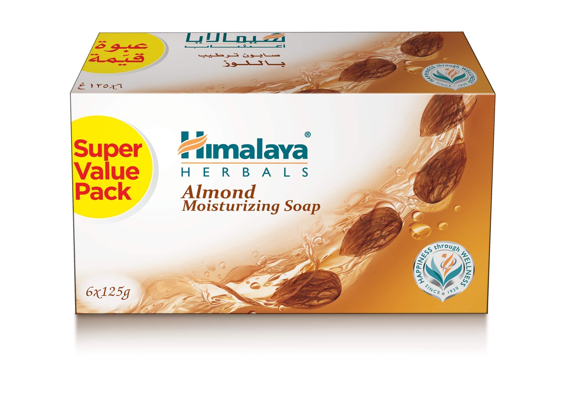 Himalaya Almond Moisturizing Soap Bar - 6 Bars, Gentle Cleanser with Almond Oil & Rose Extract