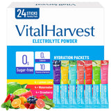VitalHarvest 24 Sachets of Electrolyte Powder, 7 Flavors, Sugar Free for Daily Hydration, Low Sodium, Lemon-Lime, Watermelon, and Strawberry