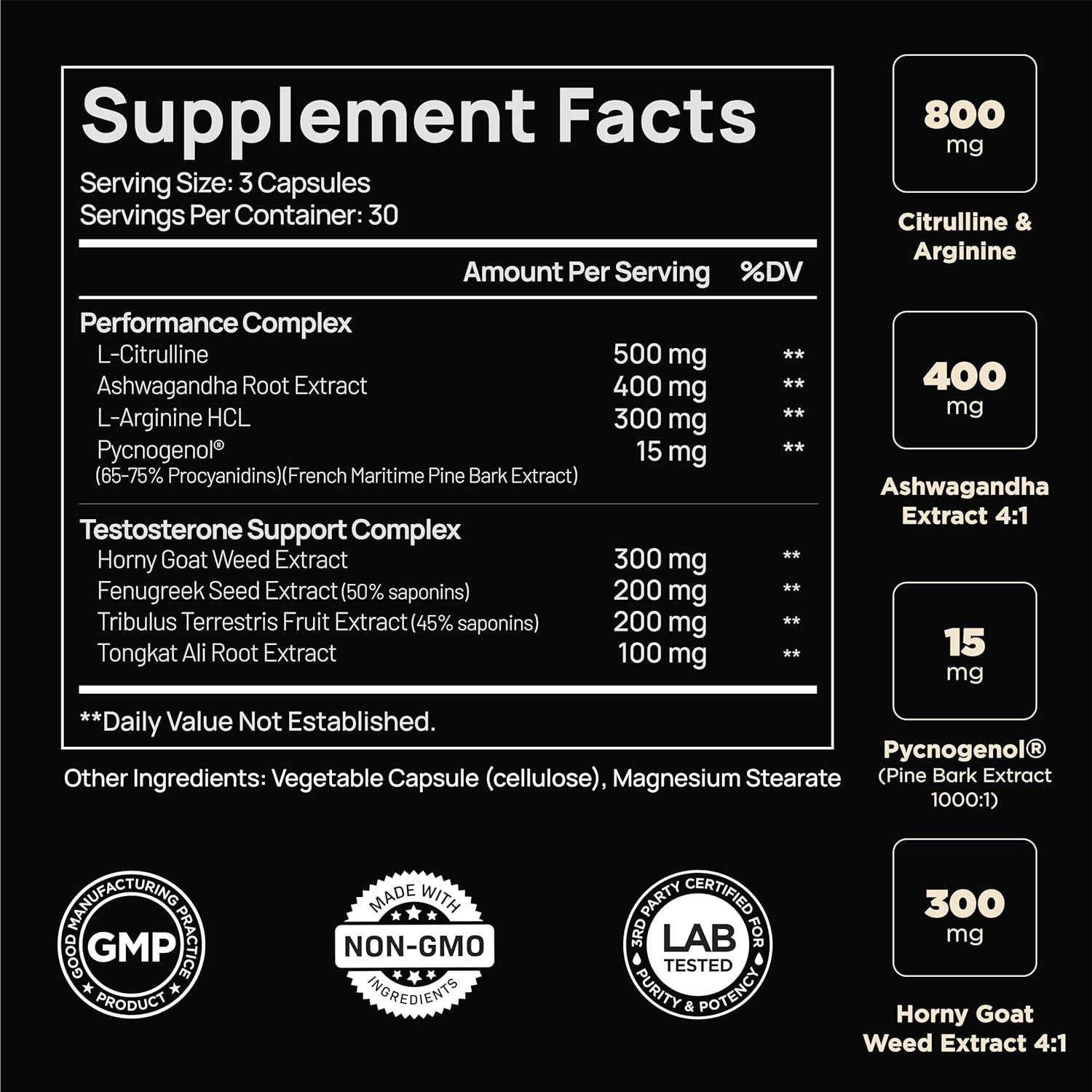 21,800mg Testosterone Booster، 8X قوة مع Ashwagandha، Tongkat Ali، Pycnogenol، Tribulus، 60 كبسولة.