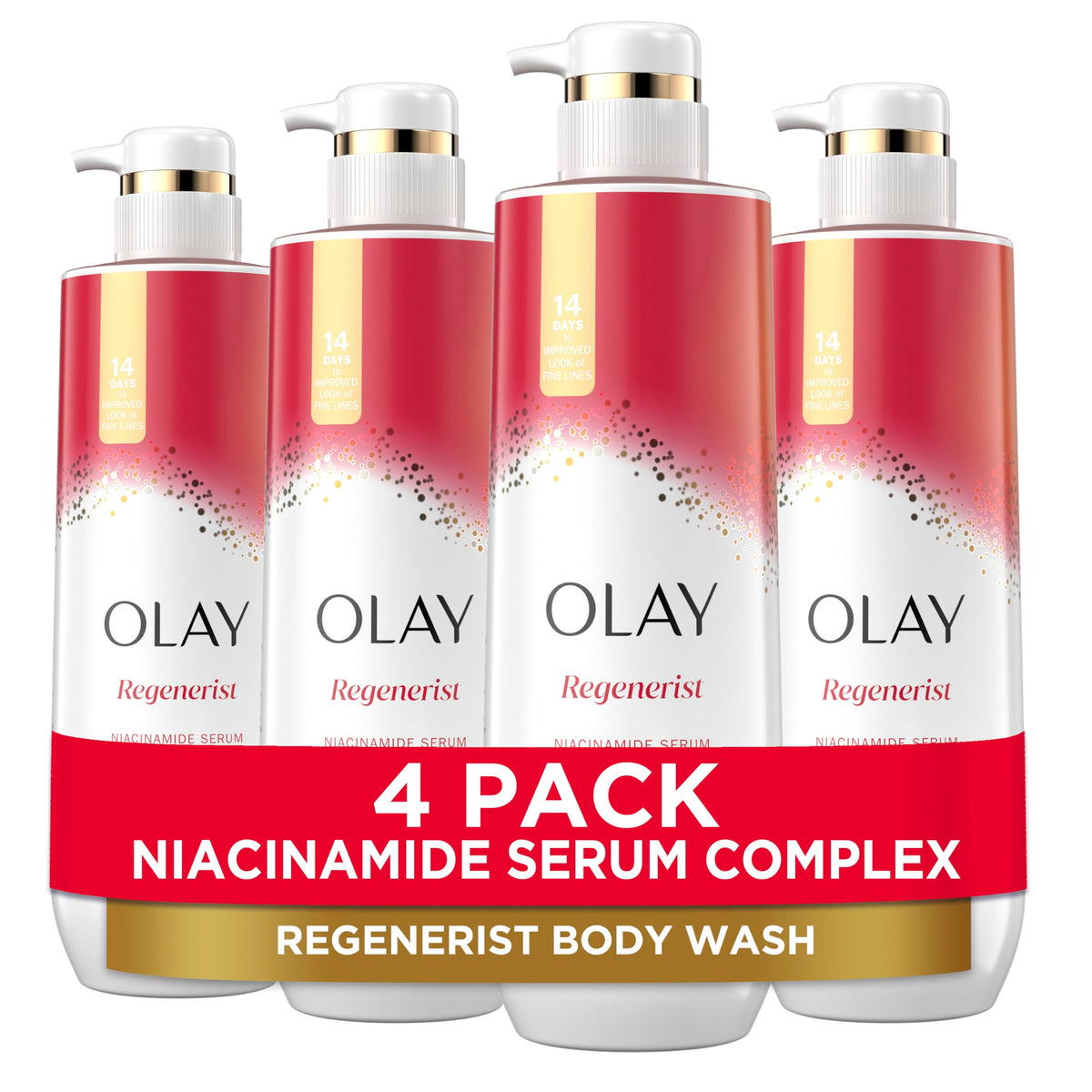 Olay Body Wash for Women, Age Defying with Niacinamide - 4 Pack (20 fl oz Each)