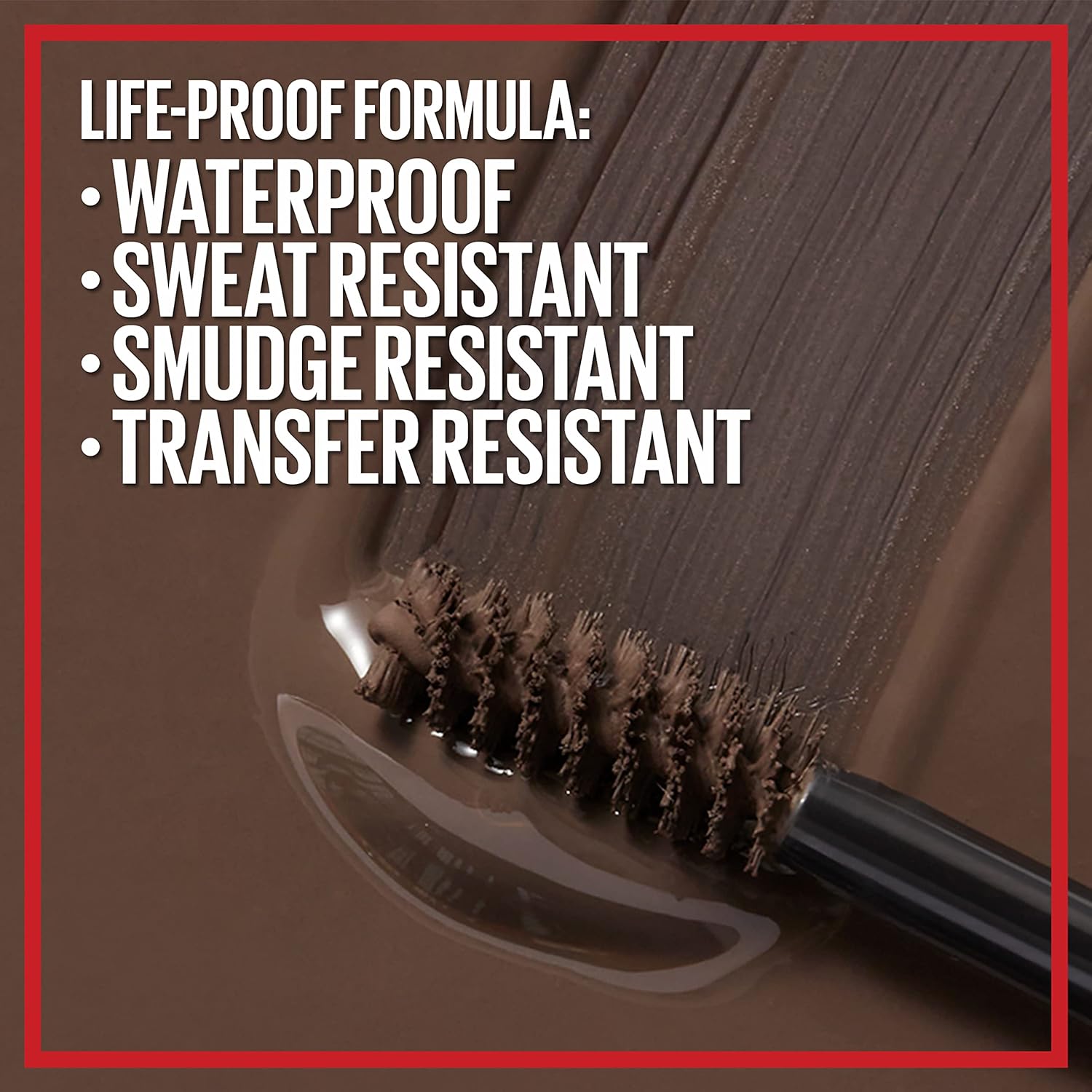 جل Eyebrow من Maybelline لون بني غامق، مقاوم للماء مع صبغة تستمر حتى 36 ساعة.