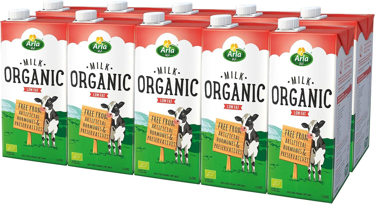 Arla Organic Low Fat UHT Milk - 10 x 1 Liter Bulk Pack