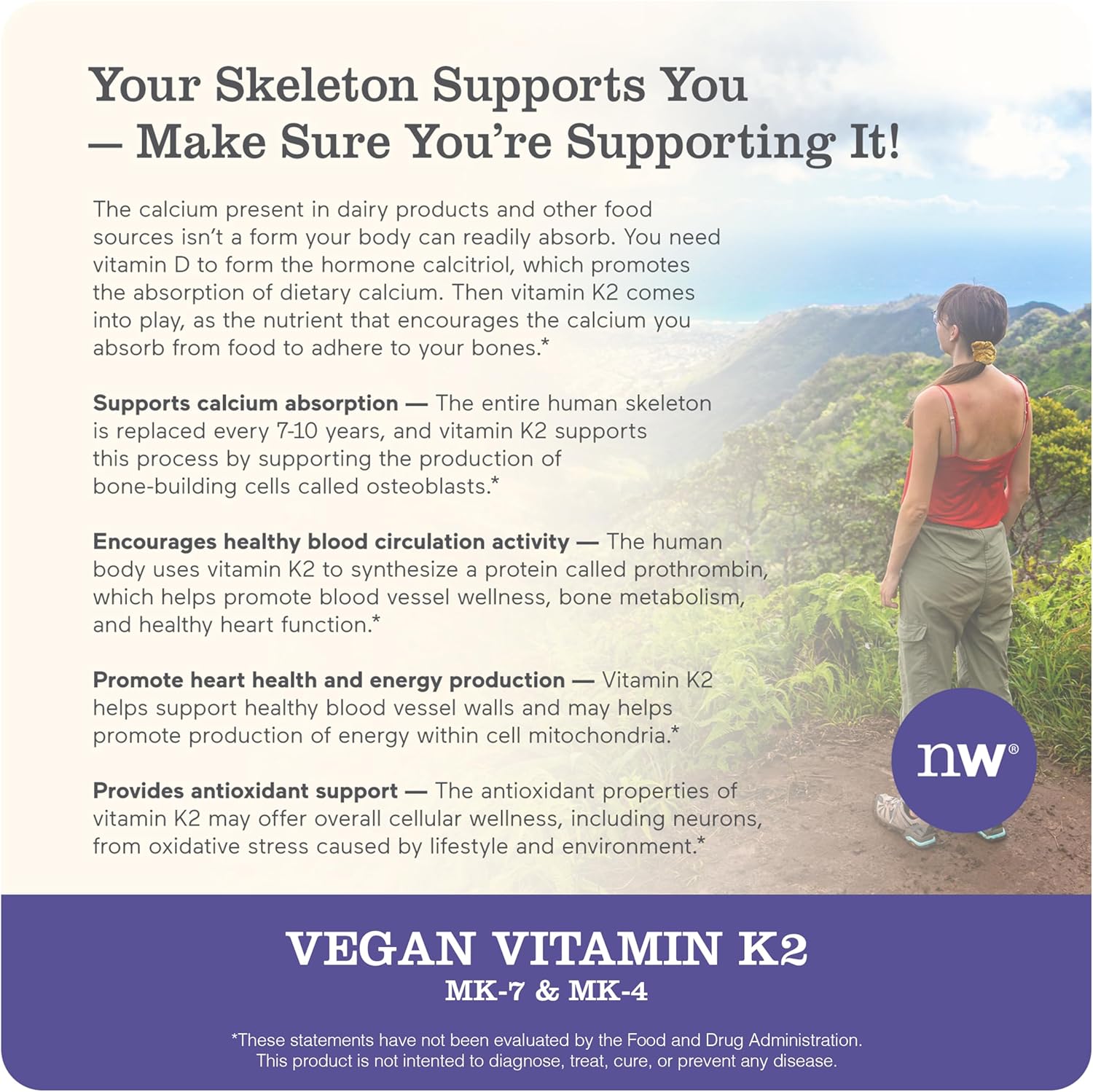 NatureWise Vitamin K2 MK-7 100mcg and MK-4 500mcg - Enhanced Bioavailable Formula - K Complex Supplement for Bone and Heart Health - Vegan, Gluten Free, Non-GMO - 90 Softgels[3-Month Supply]