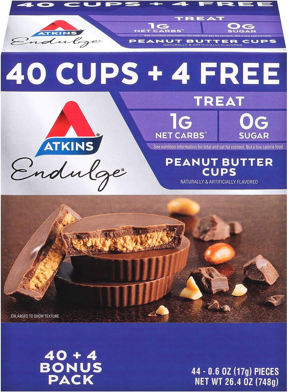 Keto-Friendly Atkins Endulge Peanut Butter Cups – 26.4 oz (Pack of 44)