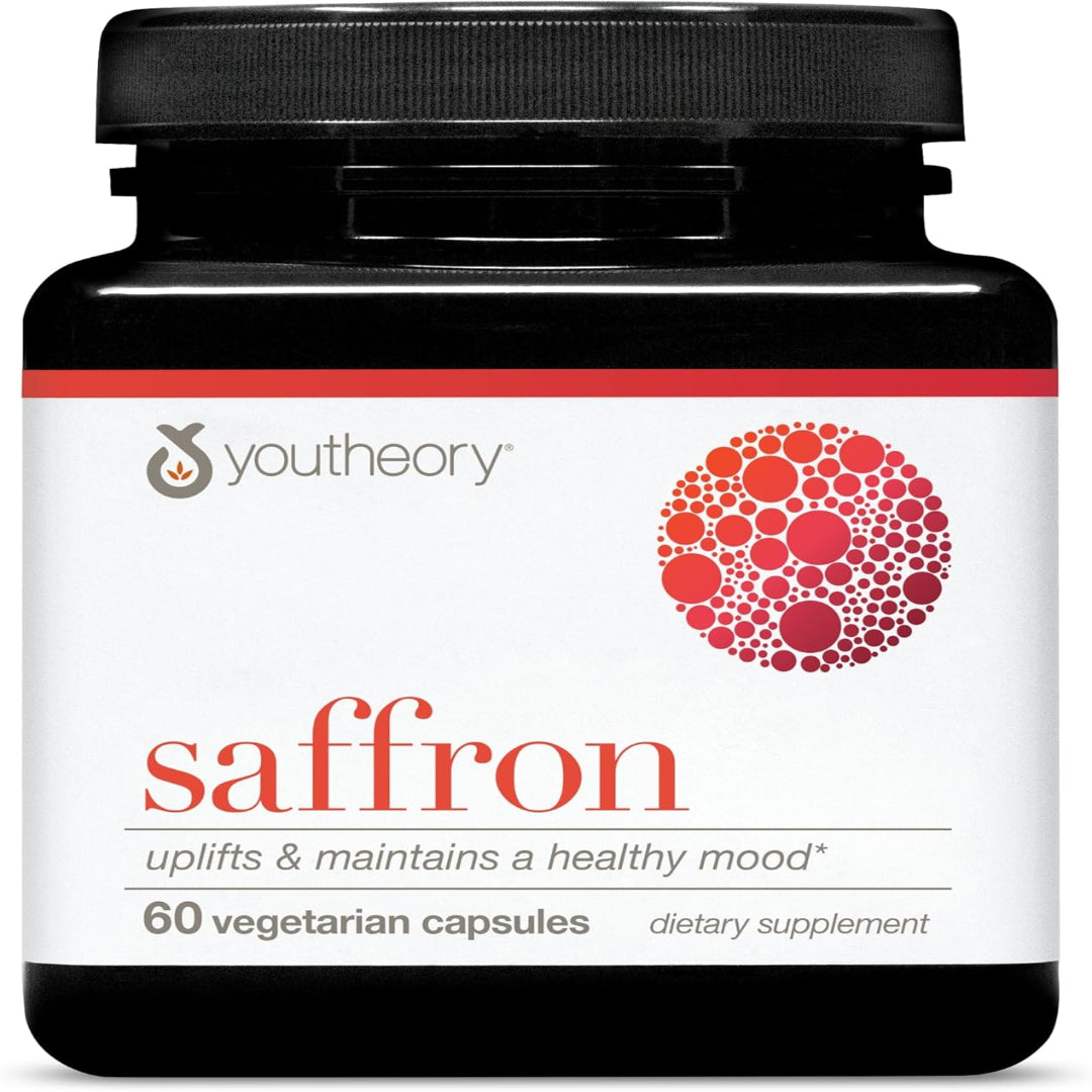 Youtheory Saffron - Vegan Energy Supplement for Men & Women* - Contains Rhodiola Rosea & Ashwagandha - Dairy, Soy & Gluten Free - 60 Vegetarian Capsules
