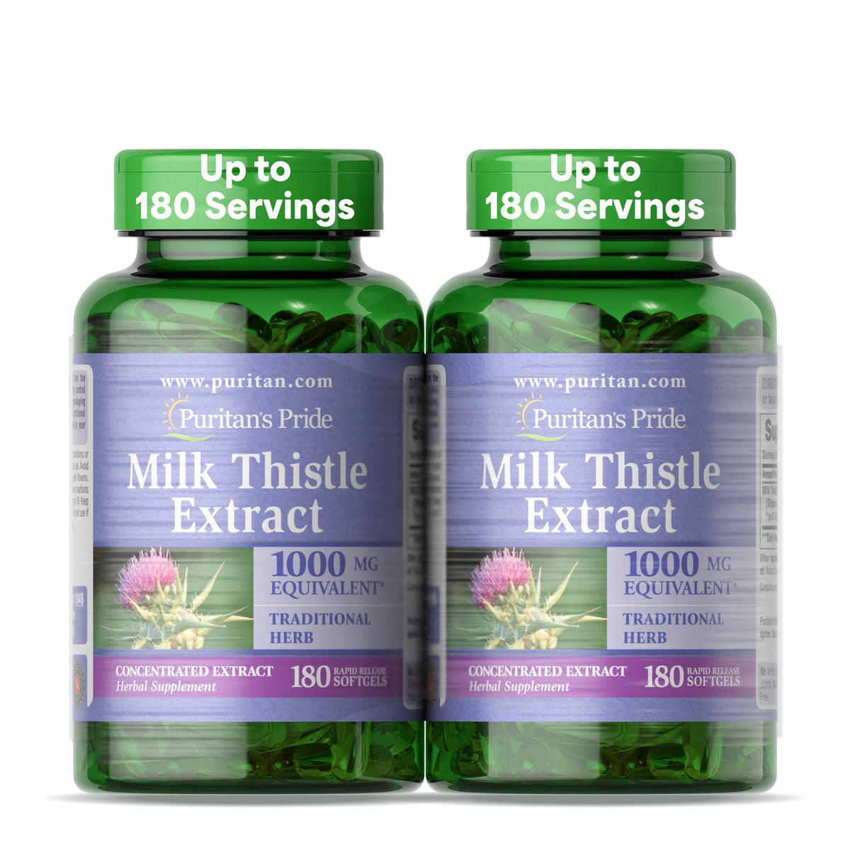 Puritan's Pride Milk Thistle Extract - 180 Tablets - Liver Detox Support