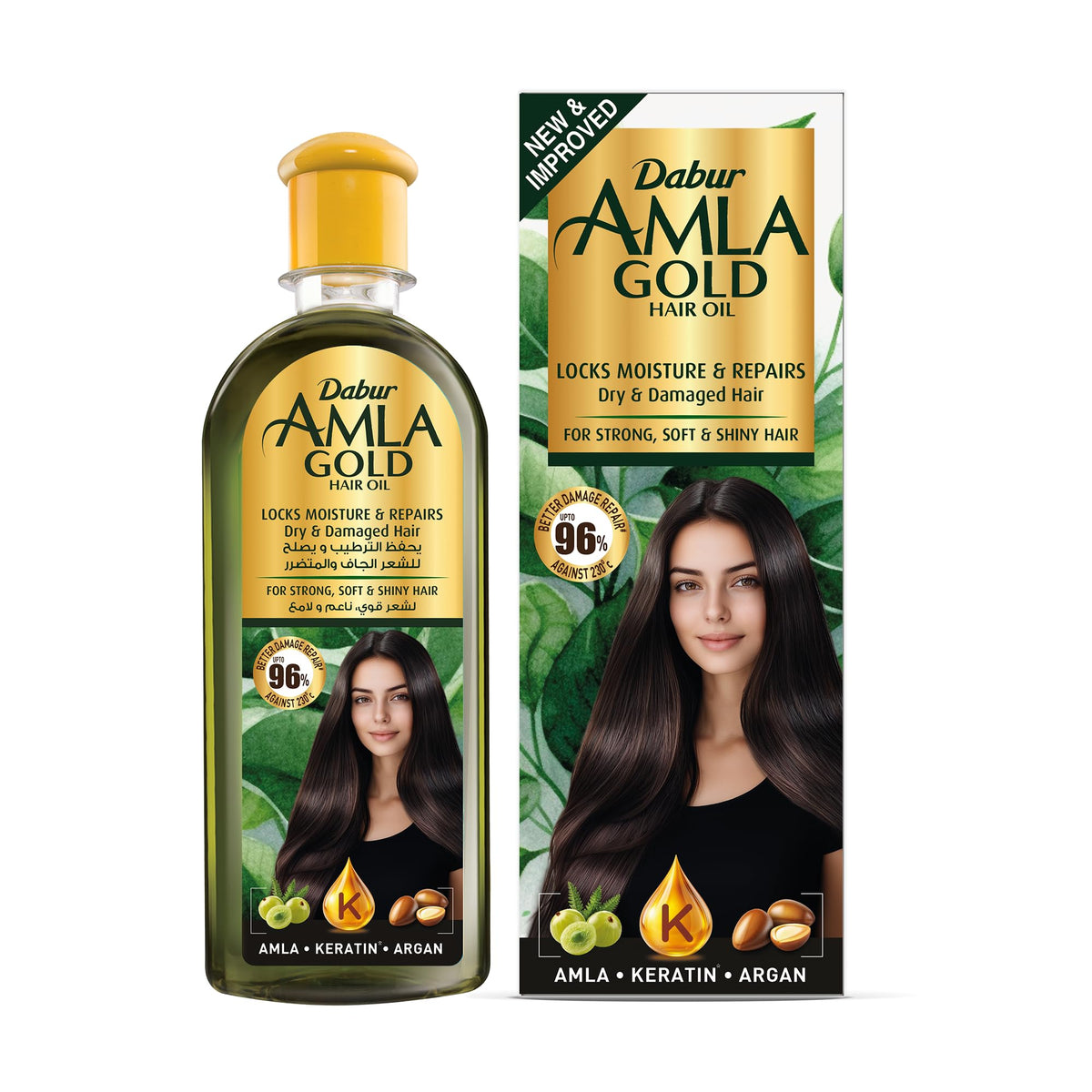 Dabur Amla Gold Hair Oil - Amla, Almond & Henna for Strong, Soft, Long Hair (200ml)