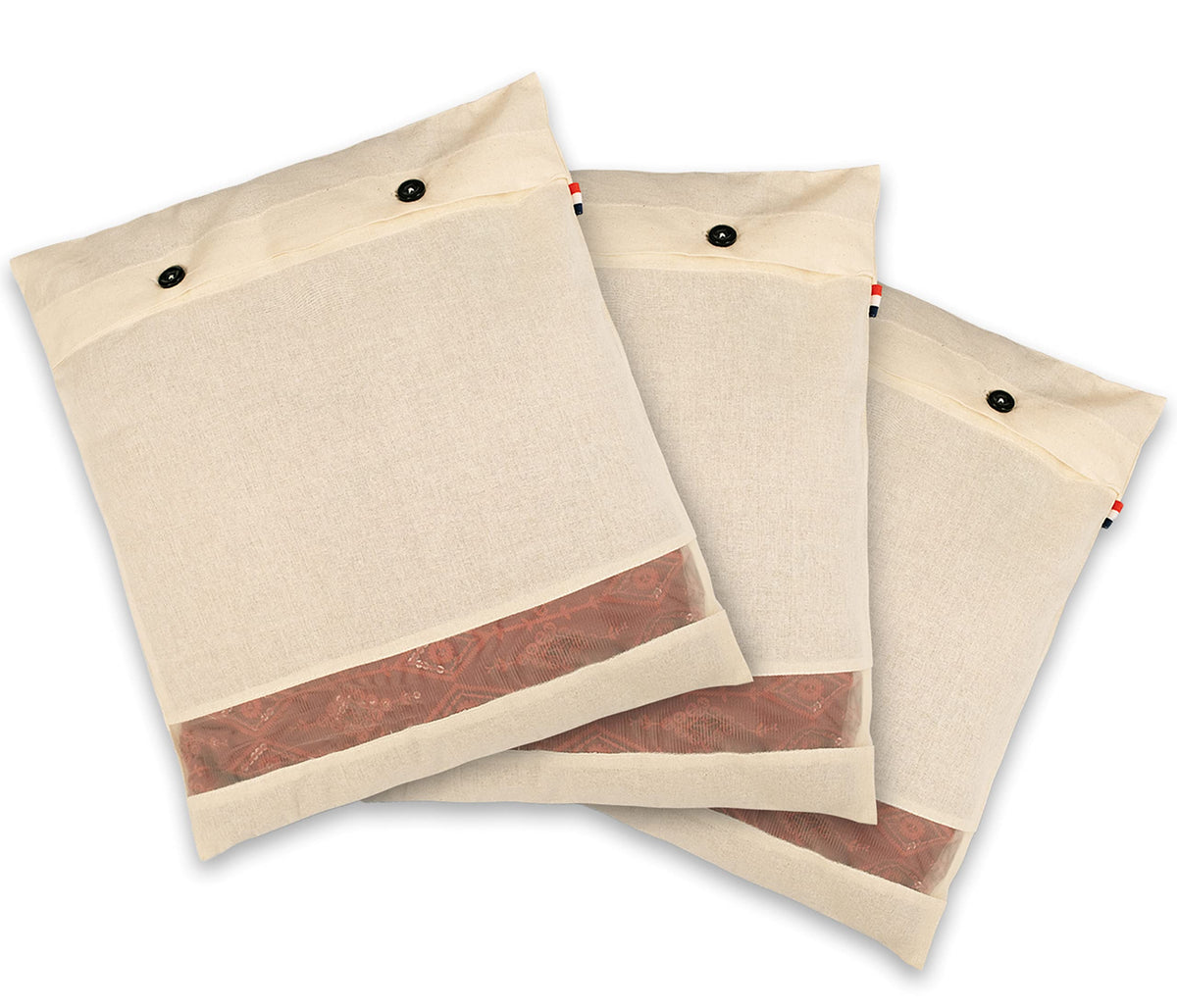 SOLSTICE Cotton Saree Covers Set of 6 - 18x15 Inches with Mesh Window for Silk Saree & Lehenga Storage Organizer