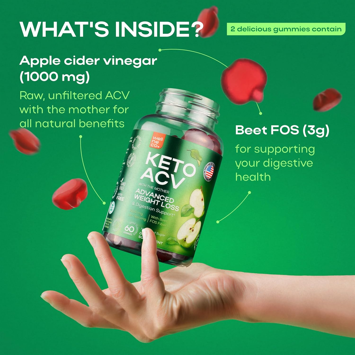 Keto ACV gummies: Sugar-free apple cider vinegar gummies for weight loss support.