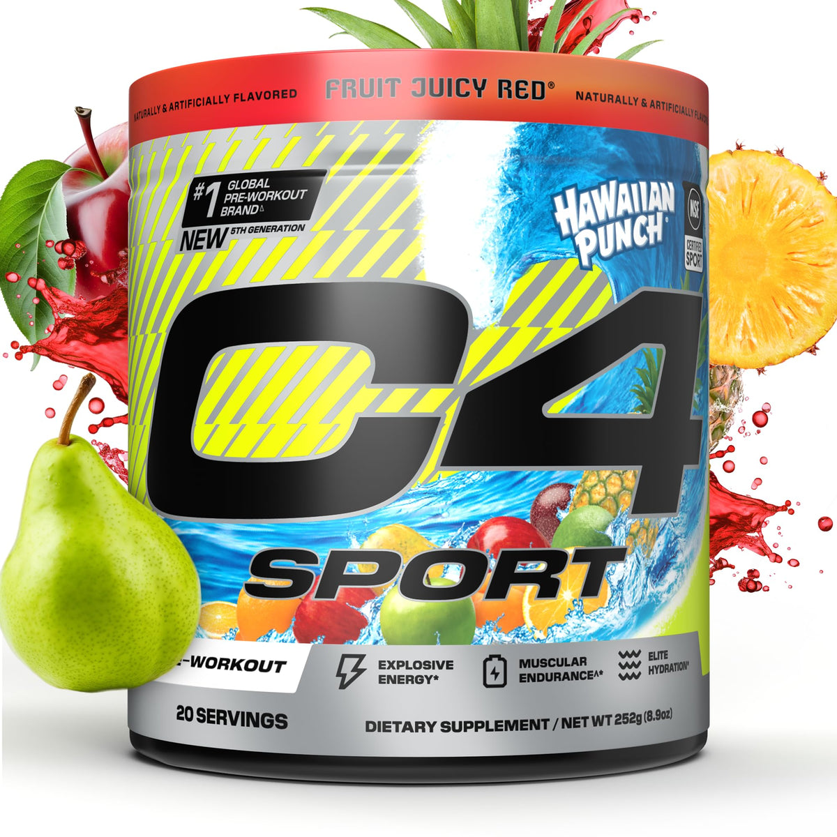 Cellucor C4 Sport Pre Workout Powder - NSF Certified - Elite Hydration with 200mg Caffeine, Creatine & Beta-Alanine - Hawaiian Punch - 20 Servings