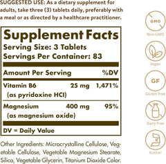 Solgar, Magnesium, With Vitamin B6, 250 Tablets