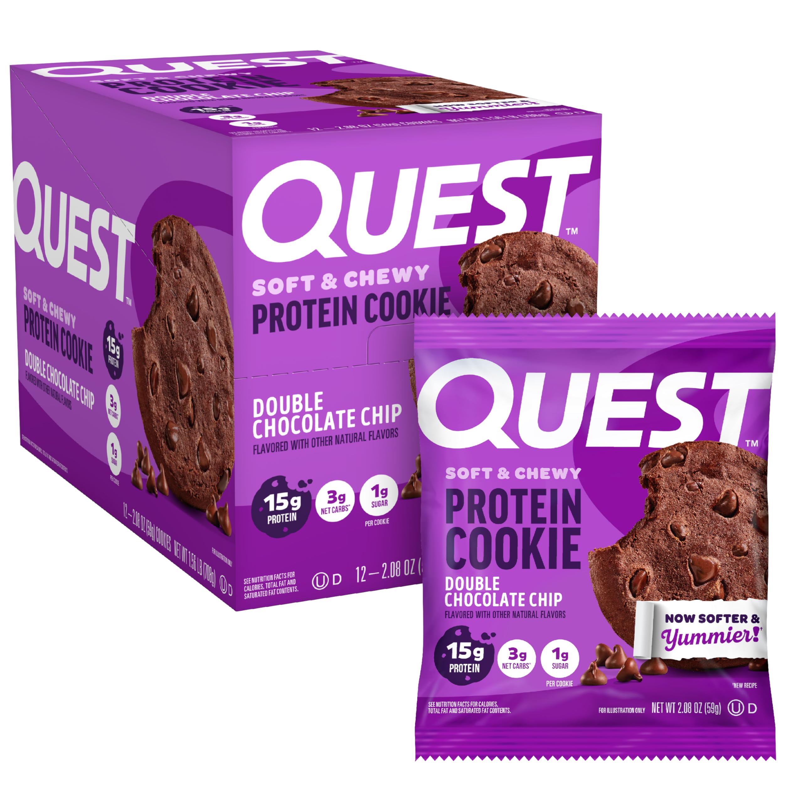 Quest Nutrition Double Chocolate Chip High Protein Cookies (12 Pack)