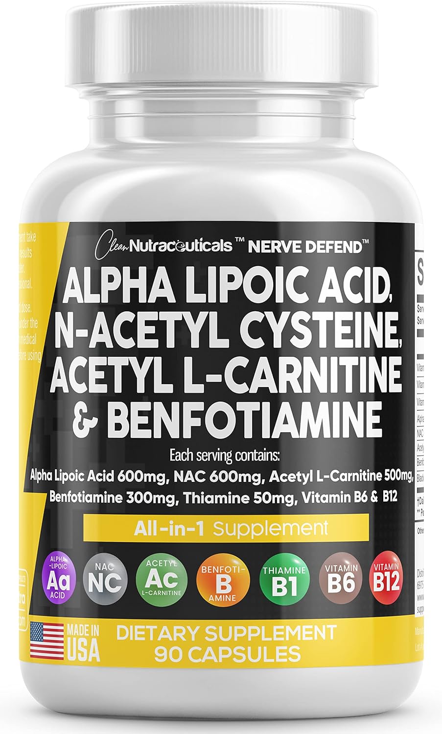 مكمل Alpha Lipoic Acid لدعم صحة الأعصاب.