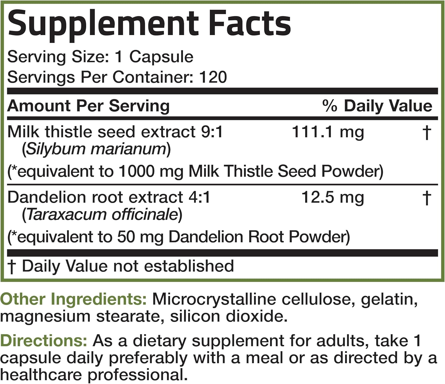 Bronson milk thistle supplement with silimarina and dandelion root for liver support